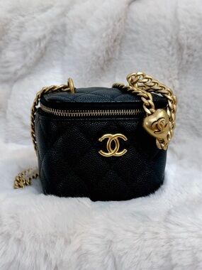 Chanel Coco Love Caviar Black Mini Vanity Crossbody Bag
